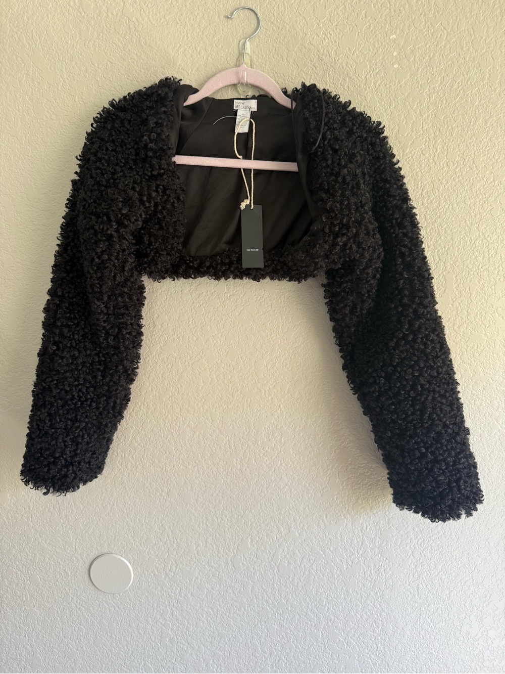 West of Melrose Cropped Black Teddy Jacket - Women's Plush Bouclé Bolero